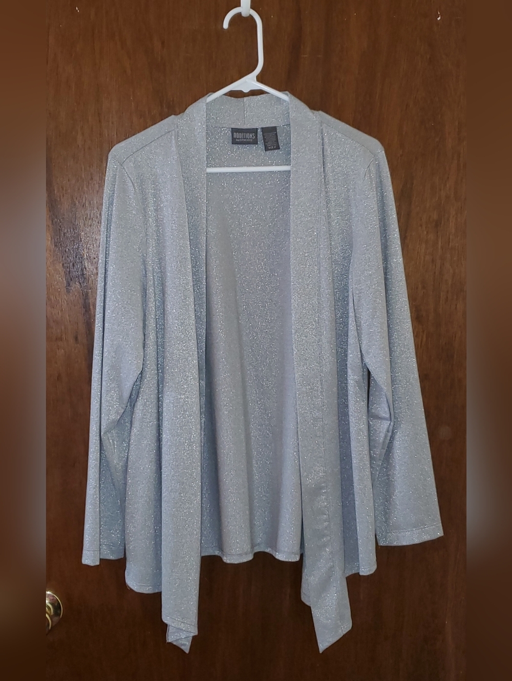 Additions By Chicos Sz 2 Silver Open Drape Cardigan